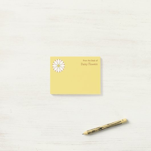 White Daisy on Golden Yellow Personal Name Post-it® Notes (Op bureau)