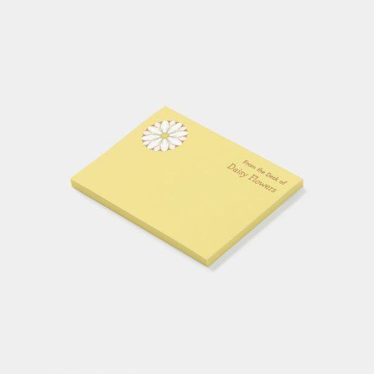 White Daisy on Golden Yellow Personal Name Post-it® Notes (Schuin)