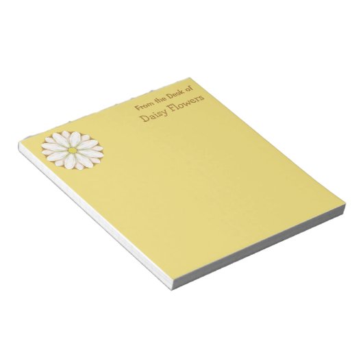 White Daisy on Golden Yellow Personalized Notitieblok (Schuin)