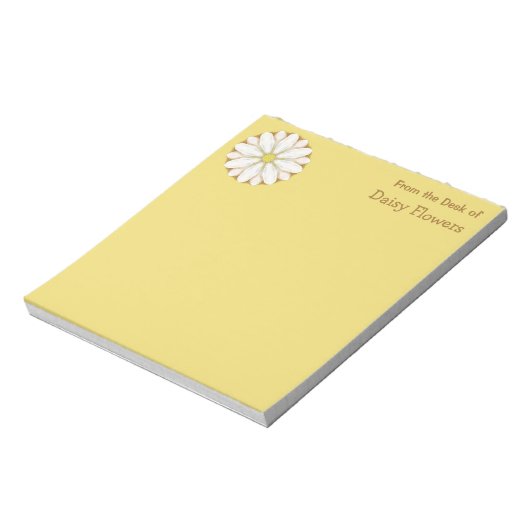 White Daisy on Golden Yellow Personalized Notitieblok (Linkerzijde)