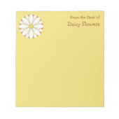 White Daisy on Golden Yellow Personalized Notitieblok (Voorkant)
