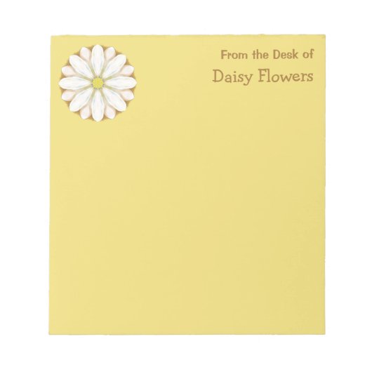 White Daisy on Golden Yellow Personalized Notitieblok (Voorkant)