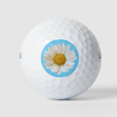 White Daisy on Sky Blue Golfballen (Voorkant)
