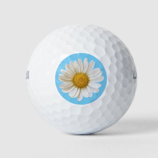White Daisy on Sky Blue Golfballen (Voorkant)