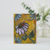 White Daisy on Yellow Background - Collage Briefkaart (Staand voorkant)