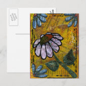 White Daisy on Yellow Background - Collage Briefkaart (Voorkant / Achterkant)