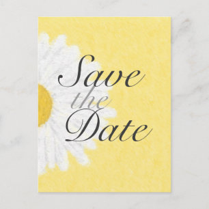 White Daisy on Yellow Save the Date Briefkaart