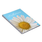 White Daisy op Sky Blue Custom Name Notitieboek (Rechterzijde)