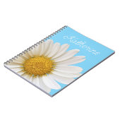 White Daisy op Sky Blue Custom Name Notitieboek (Linkerzijde)