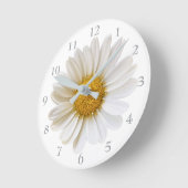 White Daisy op White Background Ronde Klok (Hoek)