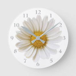 White Daisy op White Background Ronde Klok