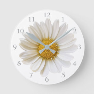 White Daisy op White Background Ronde Klok
