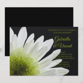White Daisy over Black Engagement Party Kaart