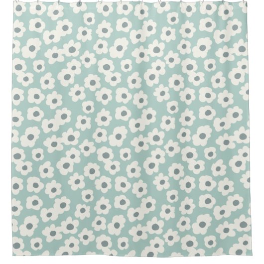 White Daisy over Light Blue Douchegordijn (Voorkant)
