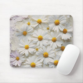 White Daisy over noodlijdend papier Muismat