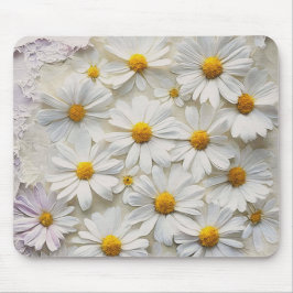 White Daisy over noodlijdend papier Muismat