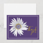 White Daisy Paars Achtergrond Dank je Briefkaart (Voorkant / Achterkant)
