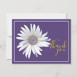 White Daisy Paars Achtergrond Dank je Briefkaart