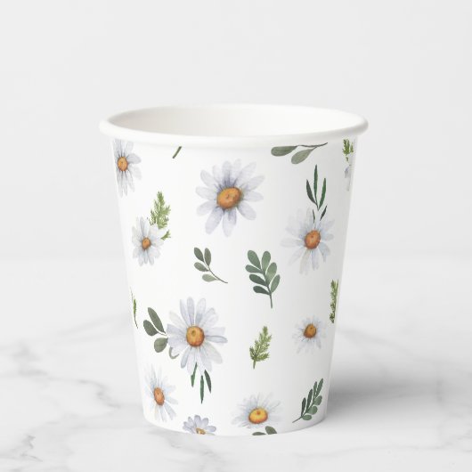White daisy paper cup, White daisies paper cup Papieren Bekers (Voorkant)