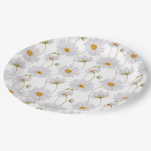 White Daisy Papieren Bordje (Gekanteld)