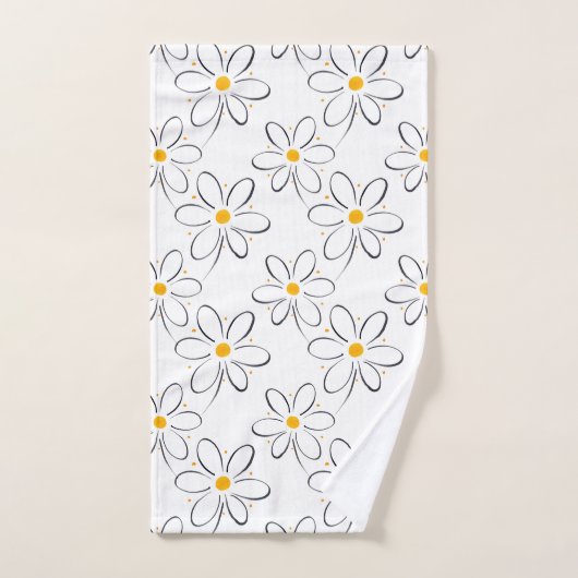 White Daisy Pattern Bad Handdoek (Handdoek)