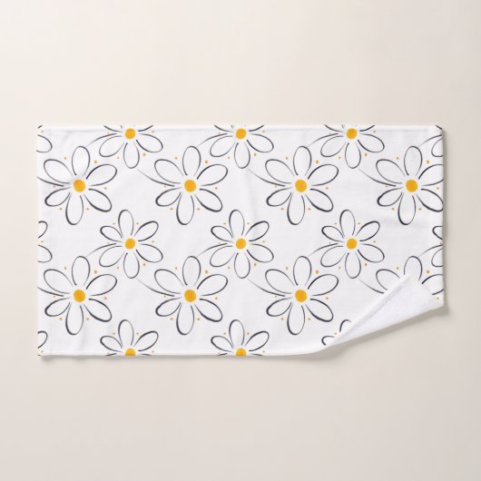 White Daisy Pattern Bad Handdoek (Handdoek)