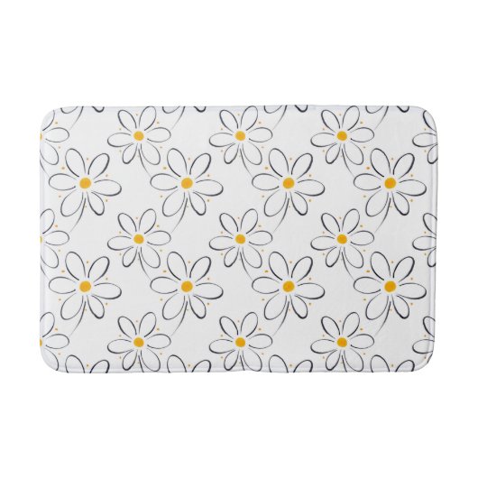 White Daisy Pattern Badmat (Voorkant)