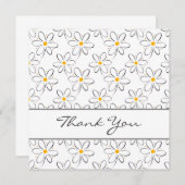 White Daisy Pattern Bedankkaart (Voorkant / Achterkant)