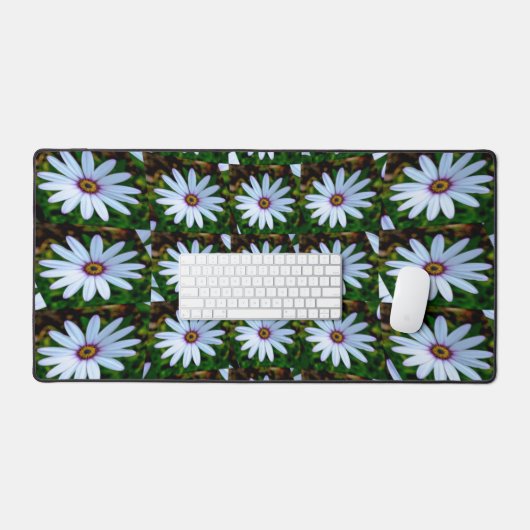 White Daisy Pattern Bureaumat (Keyboard & Muis)