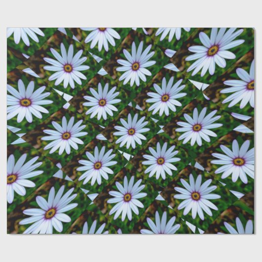 White Daisy Pattern Cadeaupapier (Vlak)