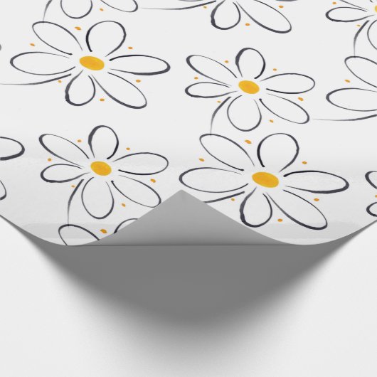 White Daisy Pattern Cadeaupapier (Hoek)