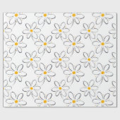 White Daisy Pattern Cadeaupapier (Vlak)