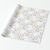 White Daisy Pattern Cadeaupapier (Uitgerold)