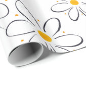 White Daisy Pattern Cadeaupapier (Rol Hoek)