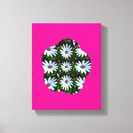 White Daisy Pattern Canvas Afdruk