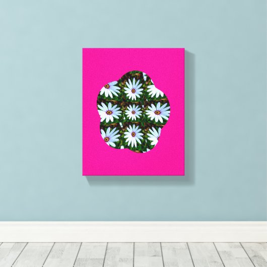 White Daisy Pattern Canvas Afdruk (Insitu (Houten vloer))
