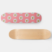White Daisy Pattern Cute Pink Persoonlijk Skateboard (Horizontaal)