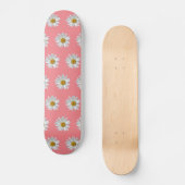 White Daisy Pattern Cute Pink Persoonlijk Skateboard (Voorkant)