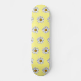 White Daisy Pattern Cute Yellow Persoonlijk Skateboard