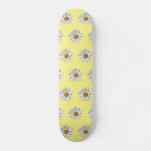 White Daisy Pattern Cute Yellow Persoonlijk Skateboard