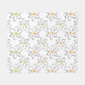 "White Daisy Pattern" Fleece Deken (Voorkant (Horizontaal))
