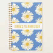 White Daisy Pattern Flowers Blooms Floral CUSTOM Planner (Voorkant)