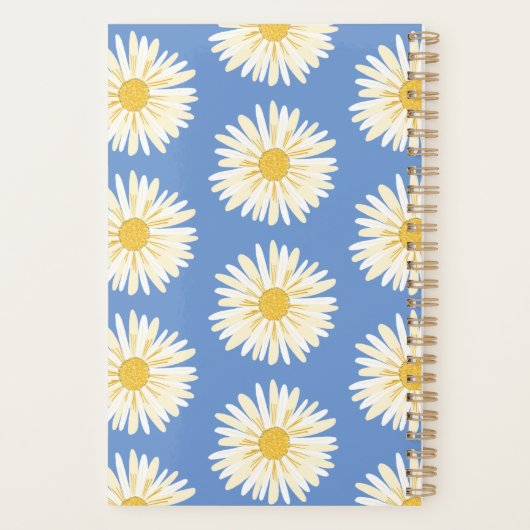 White Daisy Pattern Flowers Blooms Floral CUSTOM Planner (Achterkant)