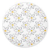 White Daisy Pattern Keramische Knop (Voorkant)