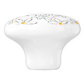 White Daisy Pattern Keramische Knop (Zijkant)