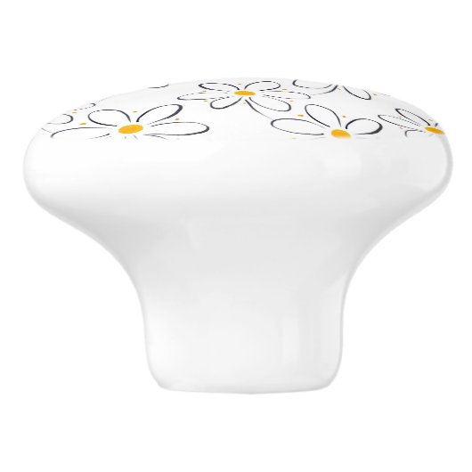 White Daisy Pattern Keramische Knop (Zijkant)