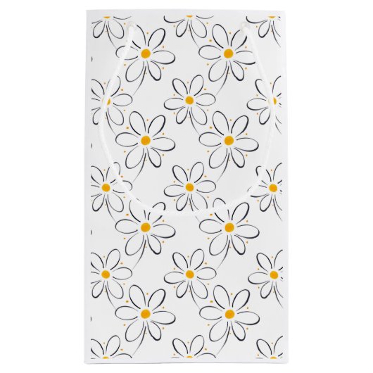 White Daisy Pattern Klein Cadeauzakje (Achterkant)