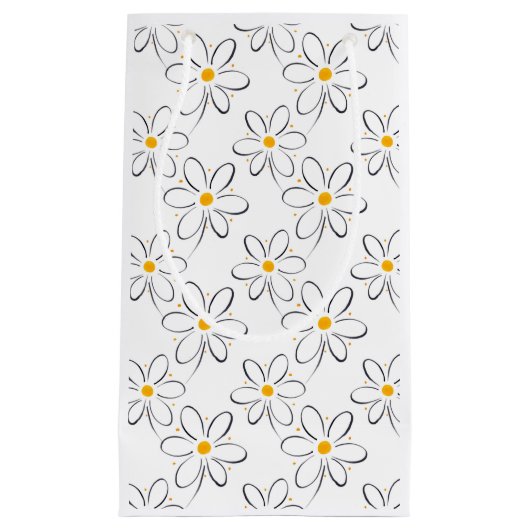 White Daisy Pattern Klein Cadeauzakje (Voorkant)