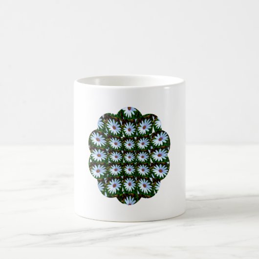 White Daisy Pattern Koffiemok (Center)