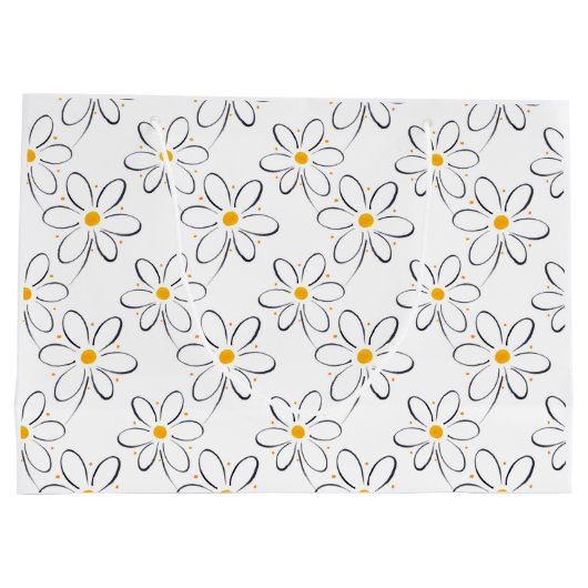 White Daisy Pattern Large Cadeautasje (Achterkant)